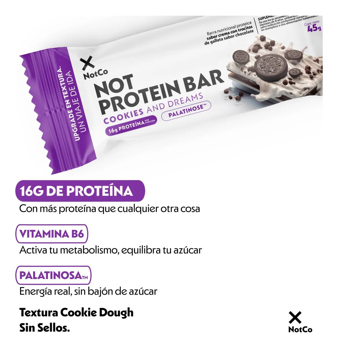 NOT PROTEIN BAR COOKIES AND DREAMS 45g pack 5un