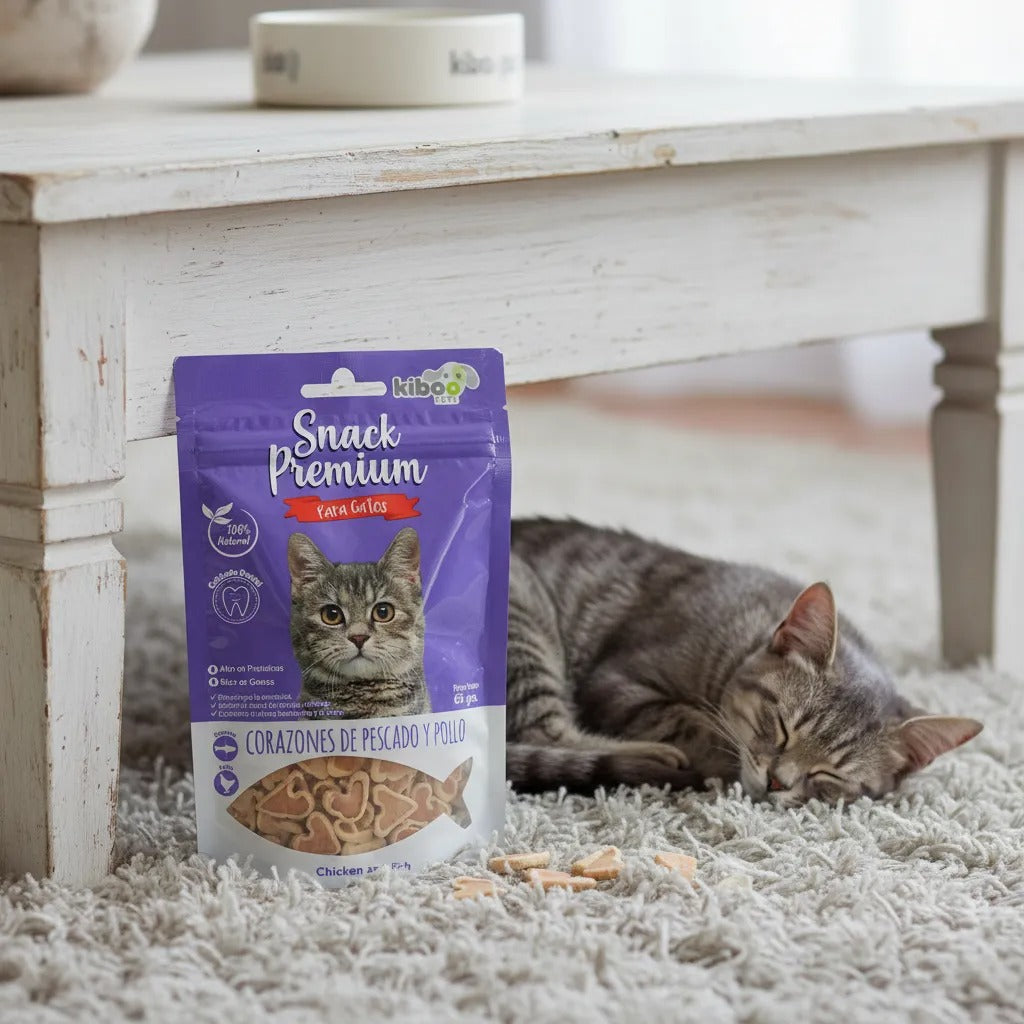 SNACK PREMIUM PARA GATO ADULTO PESCADO Y POLLO 65GR