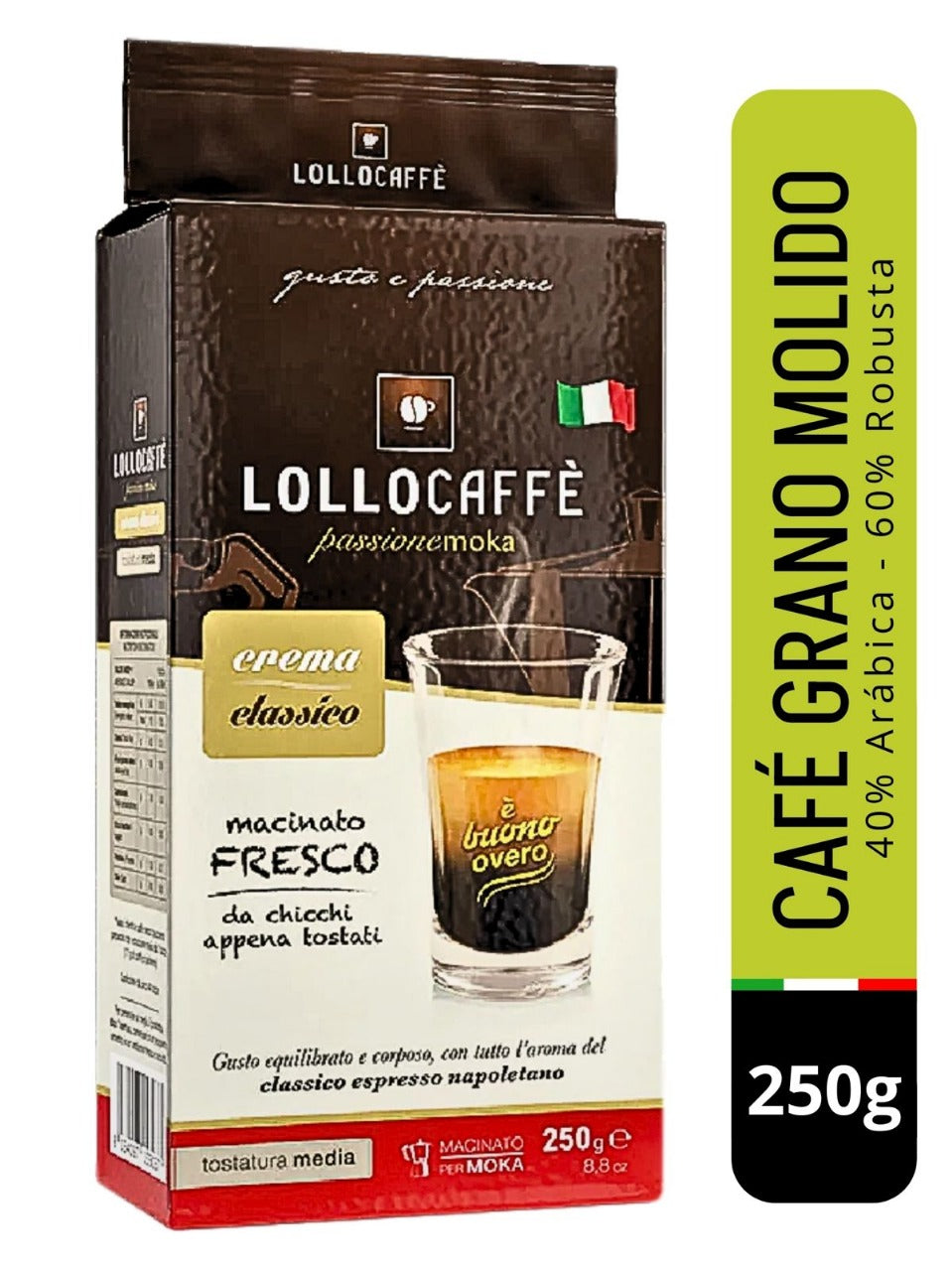 CAFE GRANO MOLIDO CREMA CLASICO LOLLO CAFFE 250g