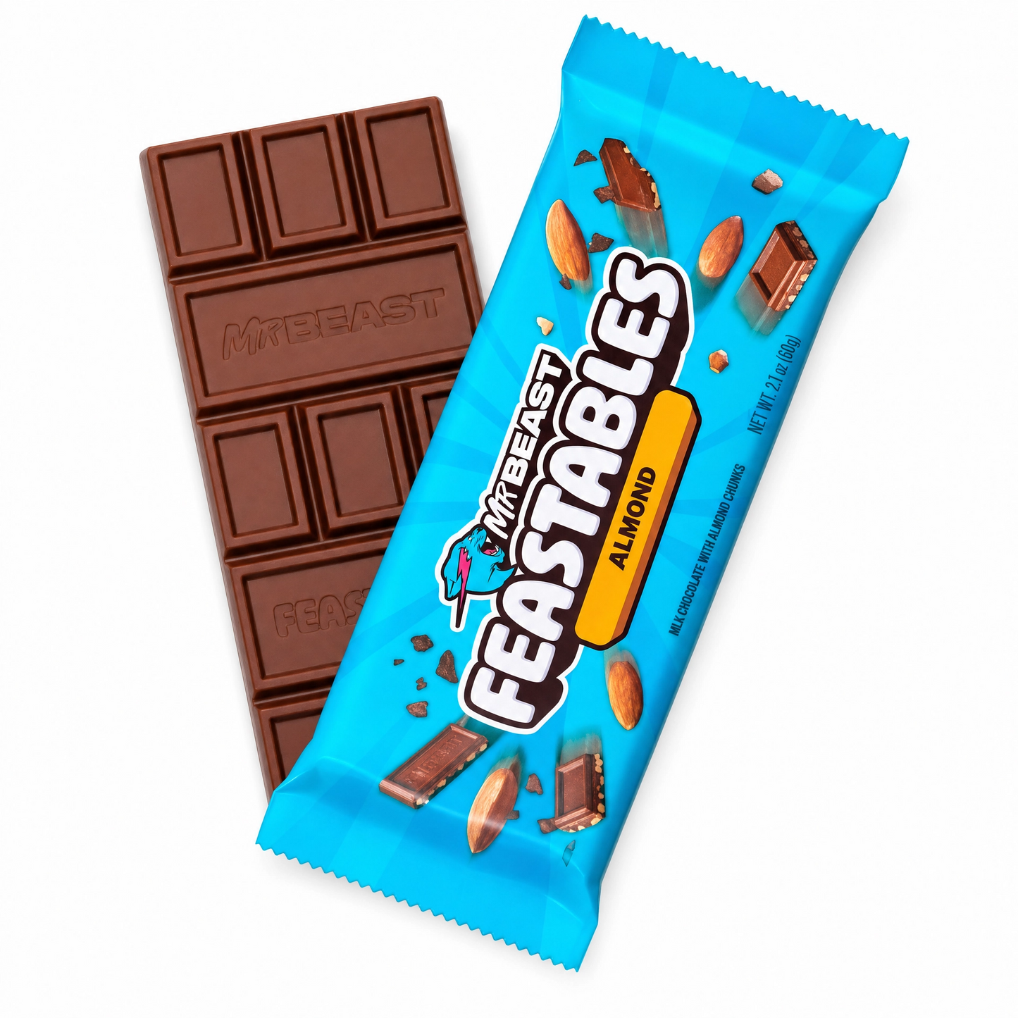 BARRA DE CHOCOLATE MR BEAST FEASTABLES ALMENDRA 60GR