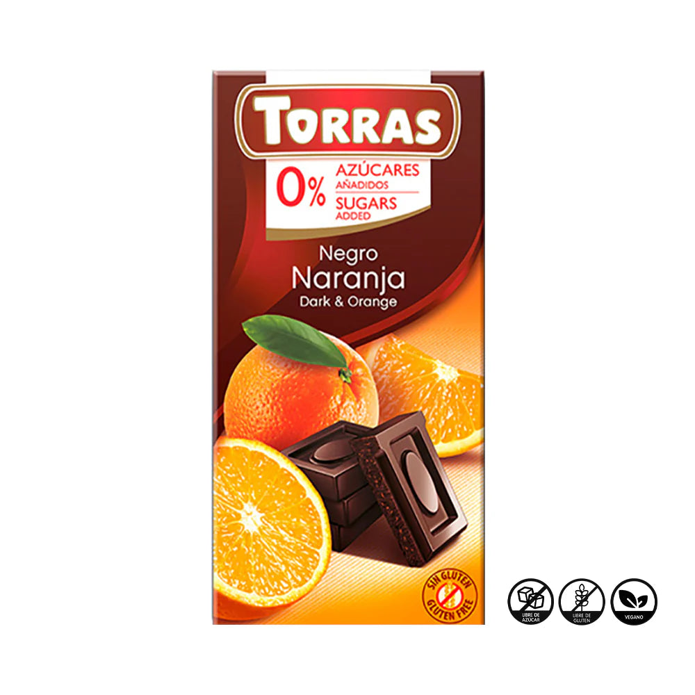 TORRAS CHOCOLATE DARK & ORANGE 0% AZUCAR, SIN GLUTEN 75g