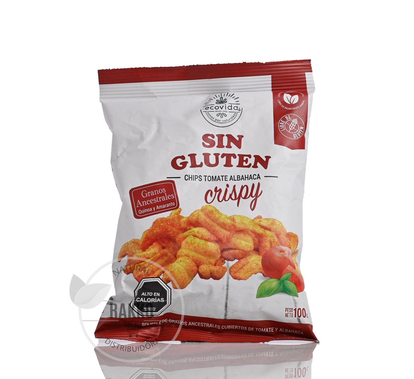 ECOVIDA SNACK CRISPY TOMATE ALBAHACA SIN GLUTEN 100g