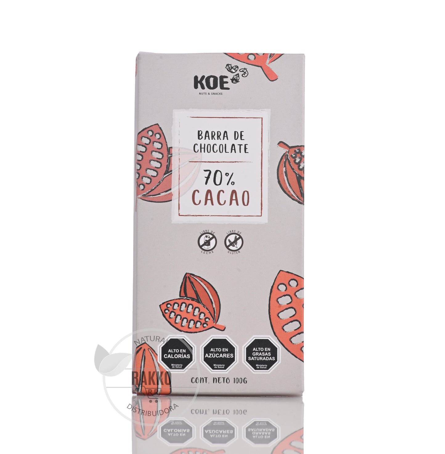 KOE BARRA DE CHOCOLATE SIN GLUTEN 70% CACAO 100g