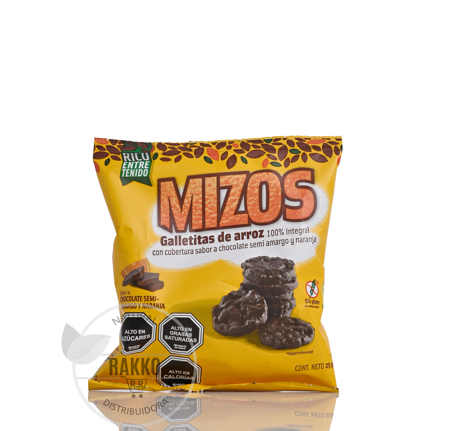 MIZOS GALLETAS DE ARROZ SABOR CHOCOLATE NARANJA 25g