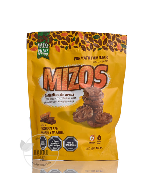 MIZOS GALLETAS DE ARROZ SABOR CHOCOLATE NARANJA 150g