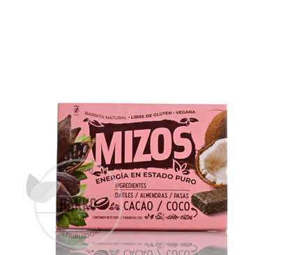 MIZOS BARRITA NATURAL SABOR CACAO - COCO - DISPLAY 4un