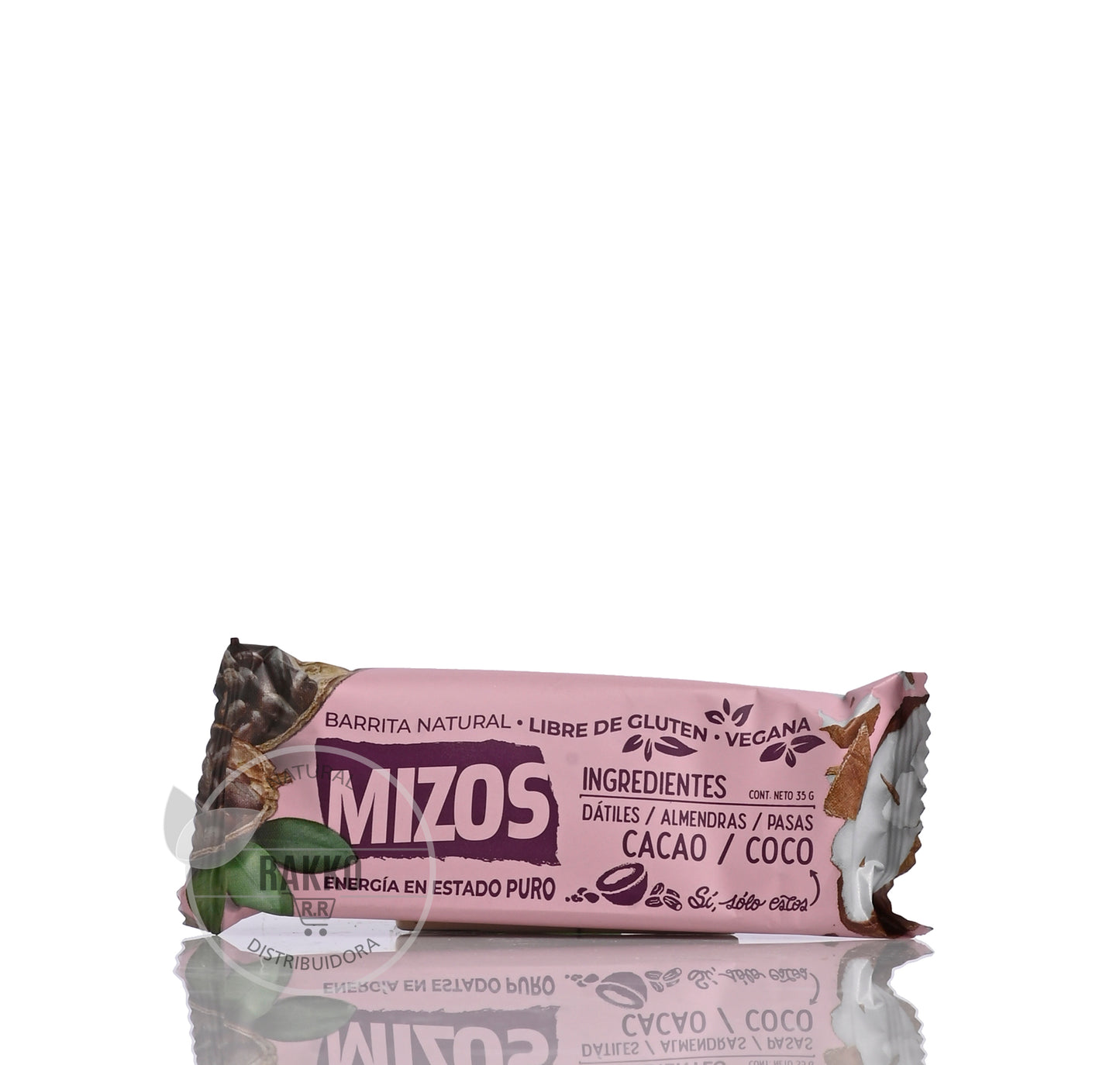 MIZOS BARRITA NATURAL SABOR CACAO - COCO - DISPLAY 4un