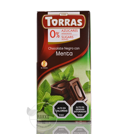 CHOCOLATE NEGRO MENTA  0%AZUCAR SIN GLUTEN 75g