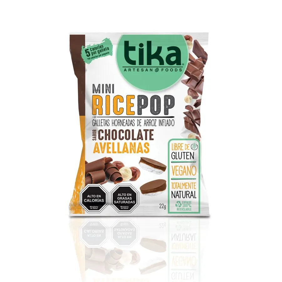 TIKA MINI RICE POP CHOCOLATE AVELLANA SIN GLUTEN 22G Liquidación 10.12.2026