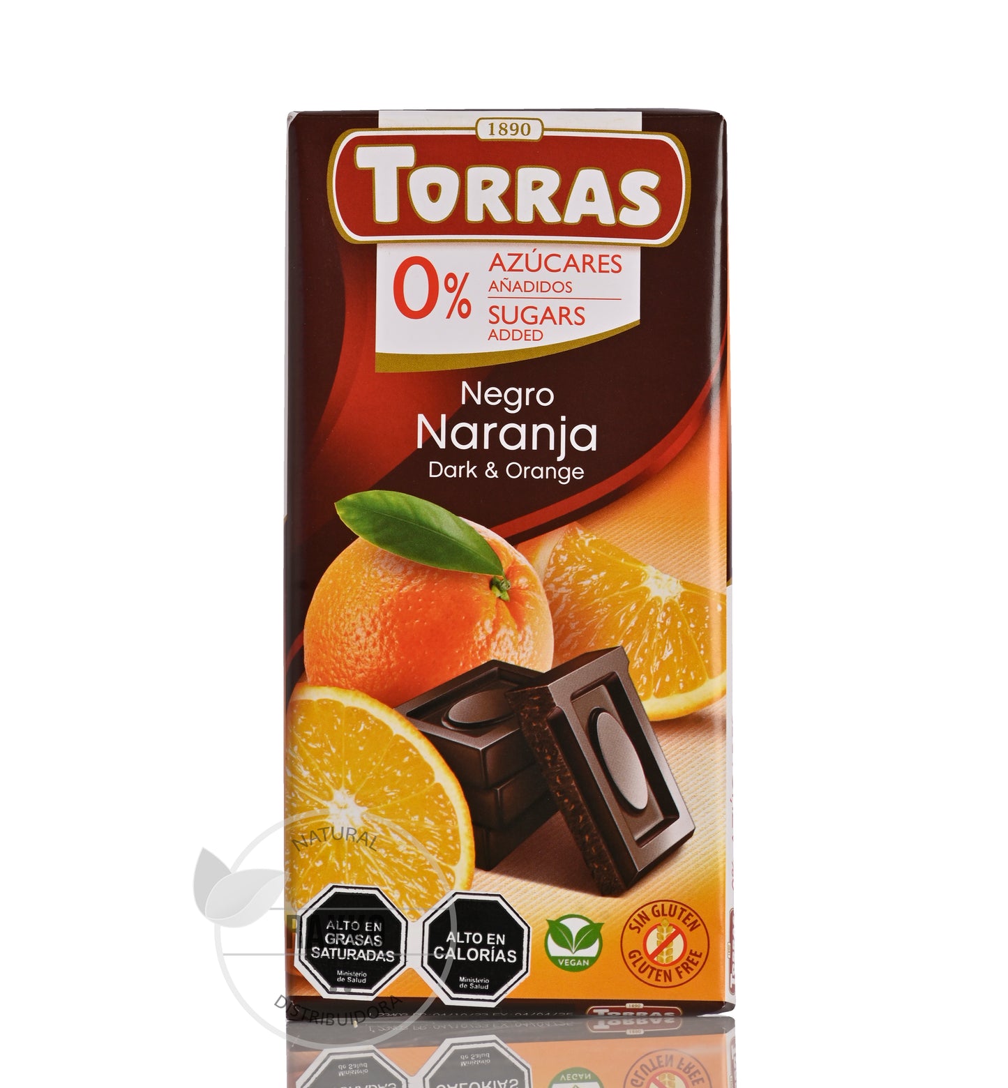 CHOCOLATE NEGRO NARANJA 0%AZUCAR SIN GLUTEN 75g