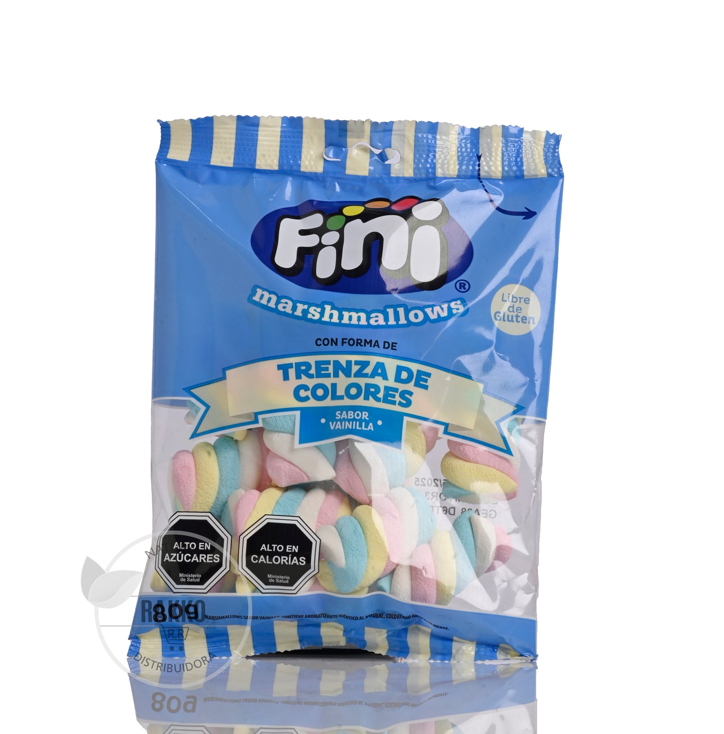 MARSHMALLOW TRENZA DE COLORES RELLENA SIN GLUTEN 80g