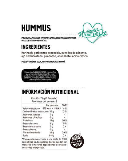 MOLÉ HUMMUS VEGANO SIN GLUTEN 150g vencimiento 03/12/2025