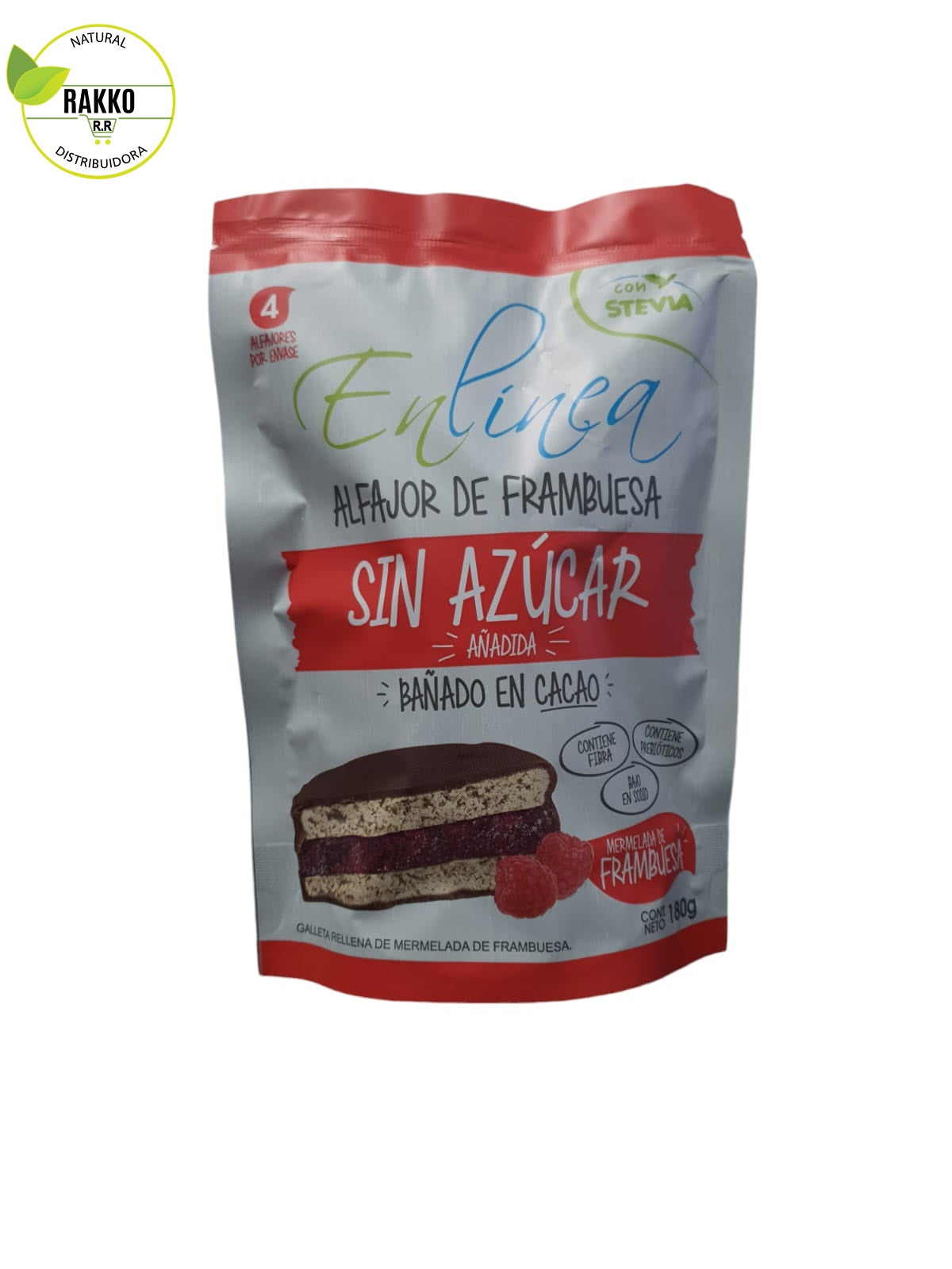 EN LINEA ALFAJOR RELLENO FRAMBUESA 4un 180g