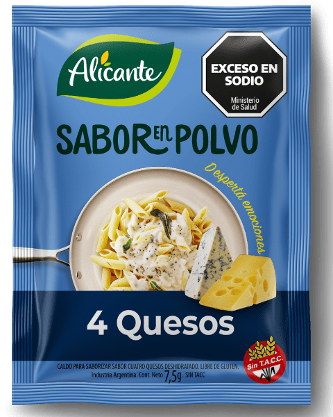 SABOR EN POLVO 4 QUESOS  SIN GLUTEN display 12 un x 7.5g