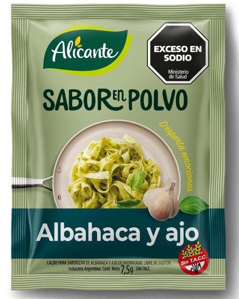 SABOR EN POLVO ALBAHACA Y AJO SIN GLUTEN display 12 un x 7.5g