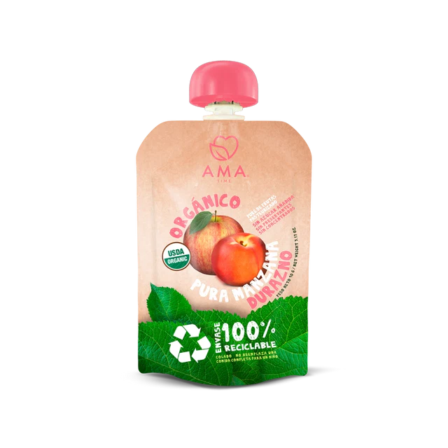 AMA PURE DE MANZANA DURAZNO ORGANICO 90g