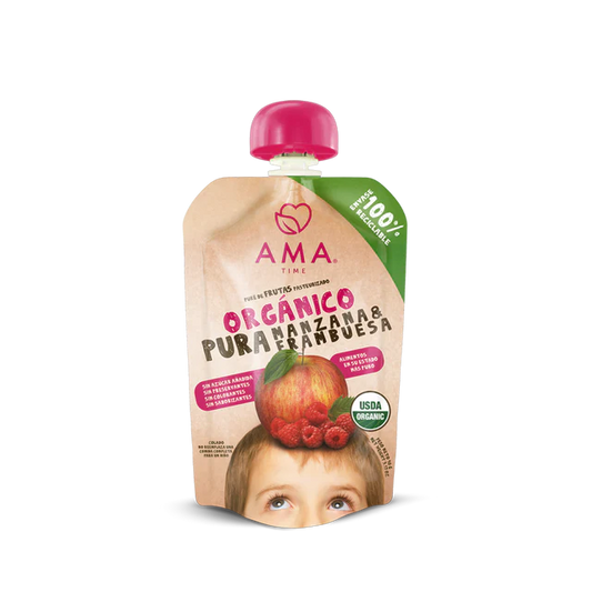 AMA PURE DE MANZANA FRAMBUESA  ORGANICO 90g
