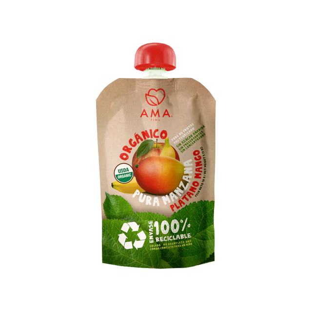 AMA PURE DE MANZANA PLATANO MANGO ORGANICO 90g