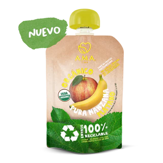 AMA PURE DE MANZANA & PLATANO ORGANICO 90g