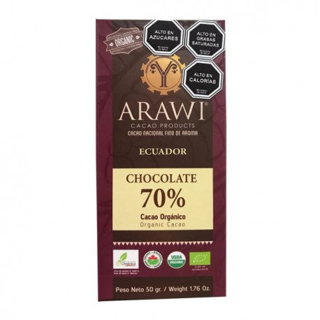 CHOCOLATE 70% CACAO ORGANICO SIN GLUTEN 50g