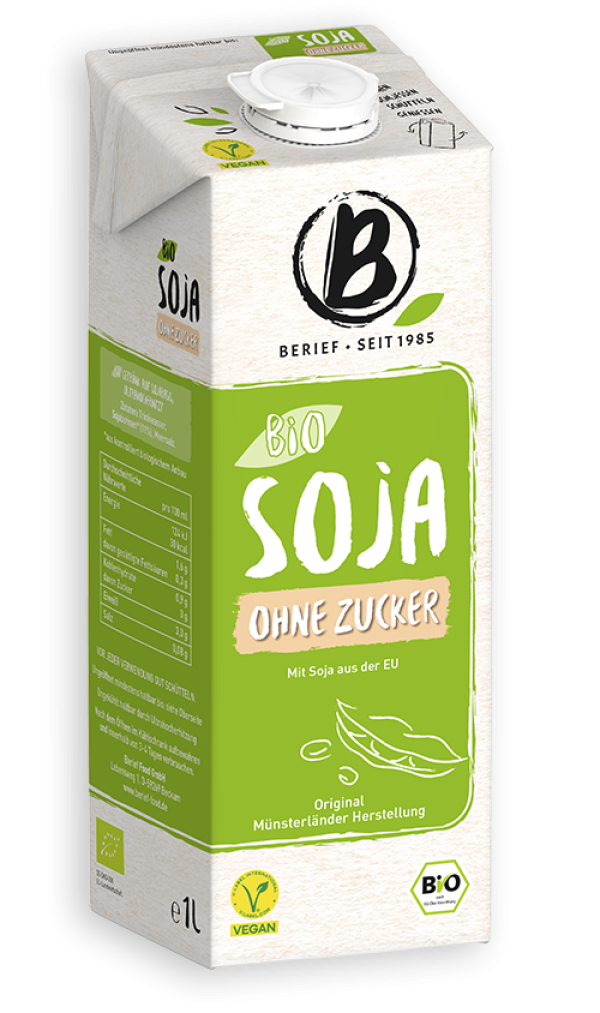 BERIEF BEBIDA VEGETAL DE SOJA ORGANICA  SIN AZUCAR VEGANA SIN GLUTEN  1LT