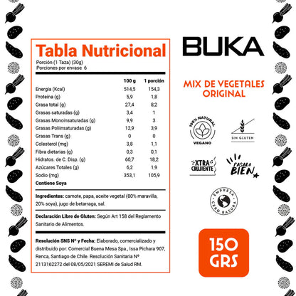 BUKA MIX VEGETALES SIN GLUTEN VEGANO 150g