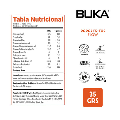 BUKA PAPAS FLOW SAL DE MAR SIN GLUTEN VEGANO 35g