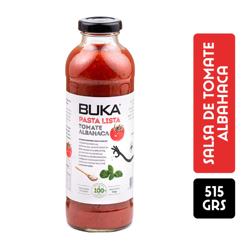 BUKA PASTA DE TOMATE ALBAHACA SIN GLUTEN VEGANO 515g