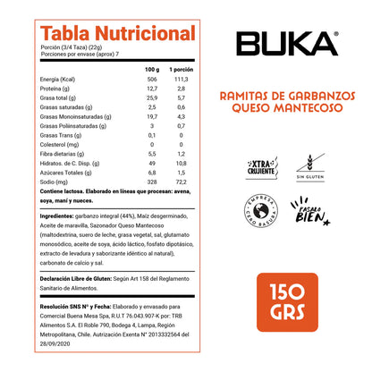 BUKA RAMITAS DE GARNANZOS SIN GLUTEN 150g