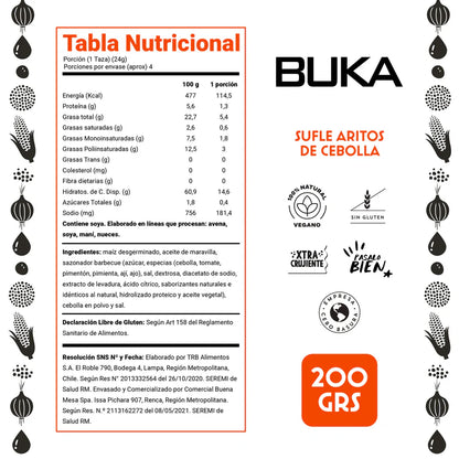 BUKA ARITOS DE CEBOLLA BBQ SIN GLUTEN VEGANO 200g