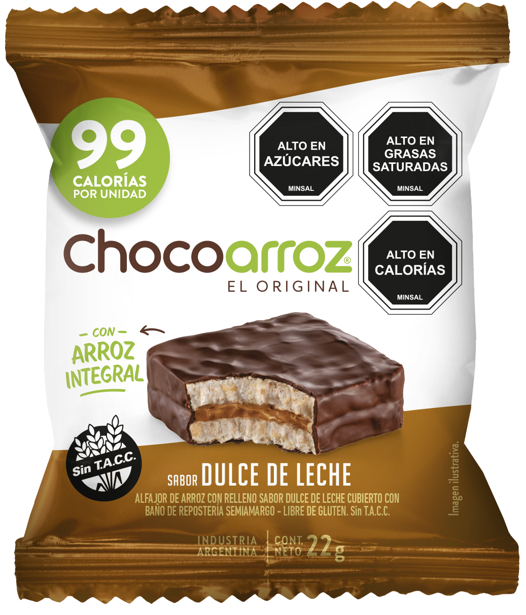 ALFAJOR DE ARROZ RELLENO DULCE DE LECHE SIN GLUTEN 22g