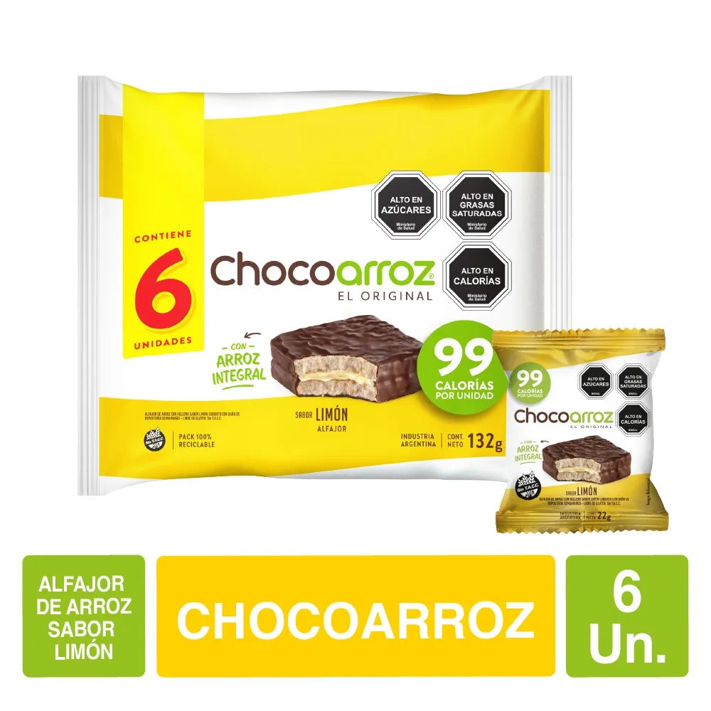 CHOCOARROZ  SNACK ALFAJOR LIMON 22GR PACK 6UN liquidacion 09/04/2026