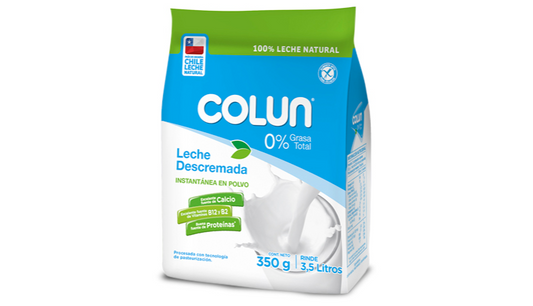 COLUN DESCREMADA EN POLVO 0% GRASA SIN GLUTEN 350g  vencimiento 02/10/2026