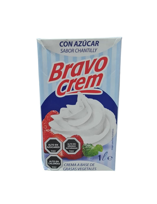 CREMA VEGETAL BRAVO CREAM CON AZUCAR SABOR CHANTILLY 1LT