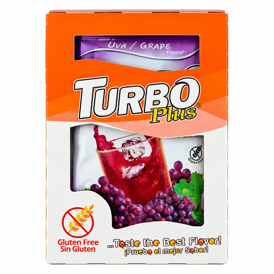 TURBO PLUS JUGO SABOR UVA DISPLAY 10UN SIN GLUTEN