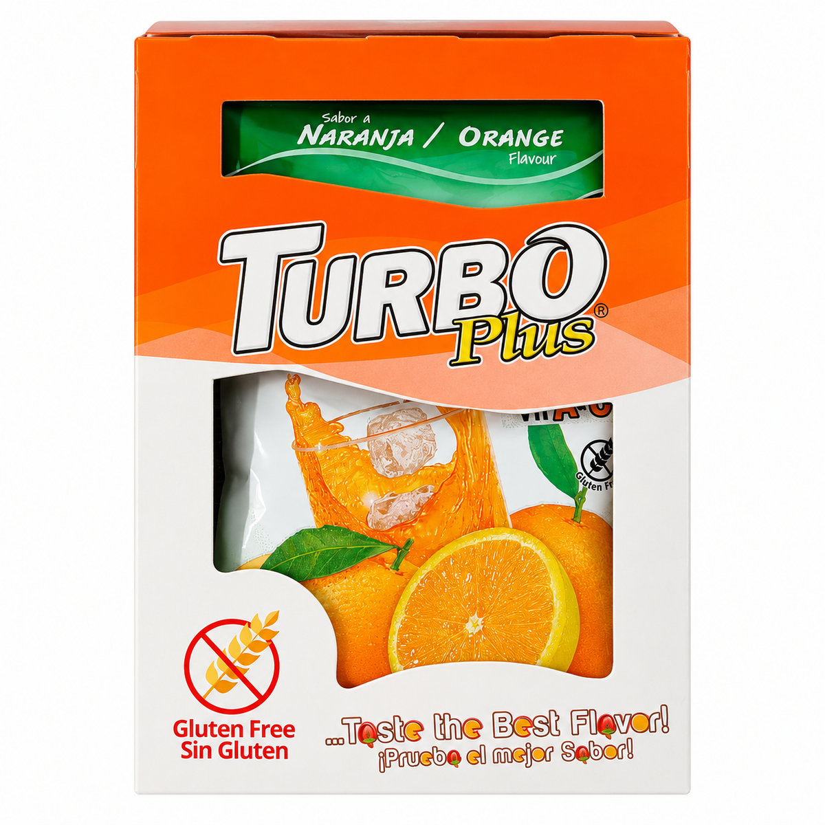 TURBO PLUS JUGO SABOR NARANJA DISPLAY 10UN SIN GLUTEN