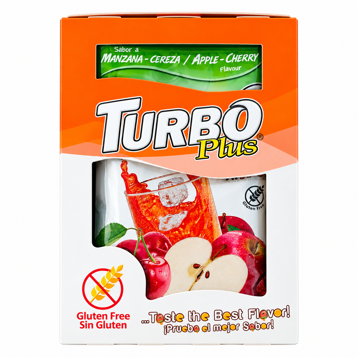TURBO PLUS JUGO SABOR MANZANA-CEREZA DISPLAY 10UN SIN GLUTEN