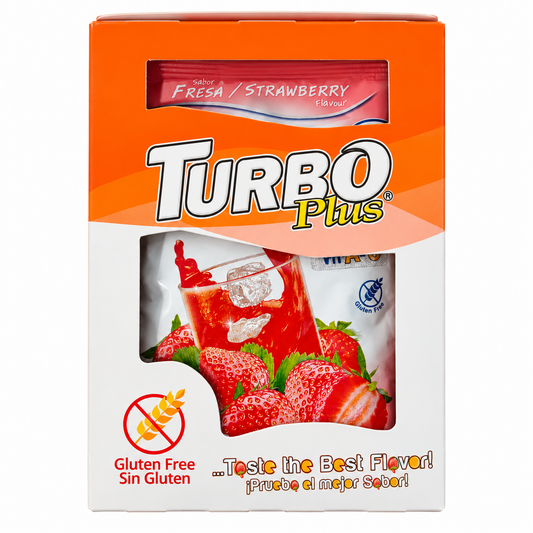 TURBO PLUS JUGO SABOR FRESA DISPLAY 10UN SIN GLUTEN