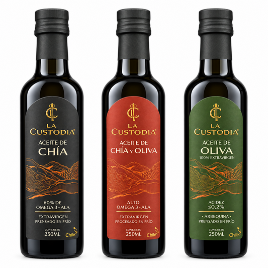 PACK LA CUSTODIA ACEITE DE OLIVA + CHIA + OLIVA/CHIA 250ML
