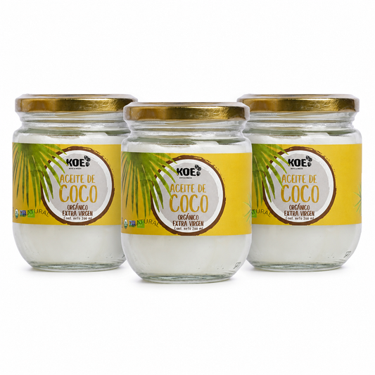 PACK 3X ACEITE DE COCO KOE ORGANICO EXTRAVIRGEN 200ML