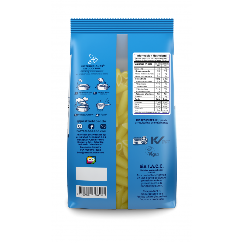 PASTA PENNE RIGATTI DE ARROZ SIN GLUTEN 250g