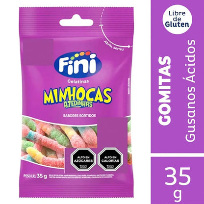FINI PACK 10un. GOMITAS GUSANOS ACIDOS SABORES SURTIDOS  SIN GLUTEN 35g liquidacion 30/06/2026