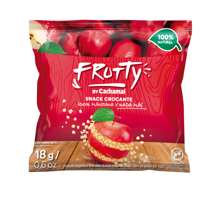 SNACK CROCANTE MANZANA ROJA DESHIDRATADA SIN GLUTEN FRUTTY 18g PACK 10un