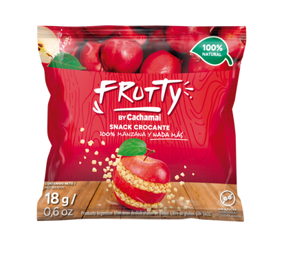 SNACK CROCANTE MANZANA ROJA DESHIDRATADA SIN GLUTEN FRUTTY 18g PACK 10un