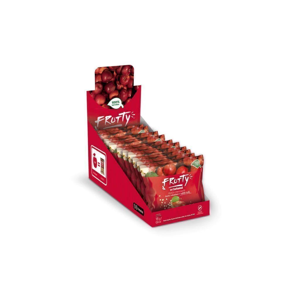 SNACK CROCANTE MANZANA ROJA DESHIDRATADA SIN GLUTEN FRUTTY 18g PACK 10un