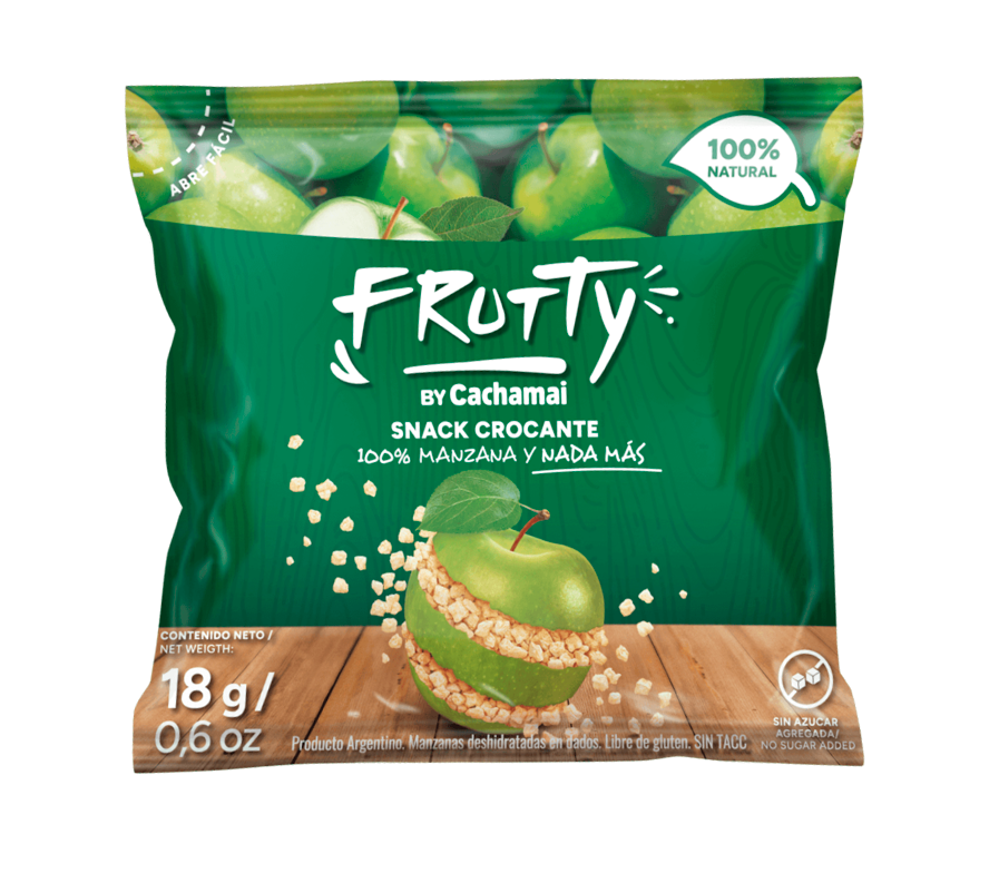 SNACK CROCANTE MANZANA VERDE DESHIDRATADA SIN GLUTEN FRUTTY 18g PACK 10un
