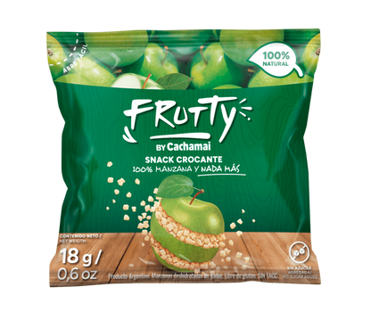 SNACK CROCANTE MANZANA VERDE DESHIDRATADA SIN GLUTEN FRUTTY 18g PACK 10un