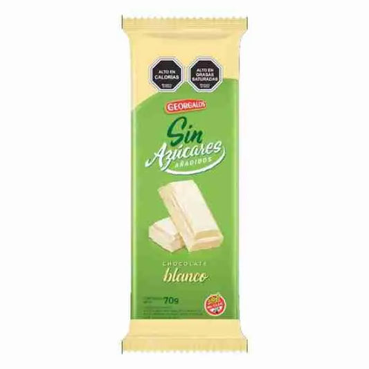 CHOCOLATE BLANCO SIN AZUCAR  SIN GLUTEN 70g
