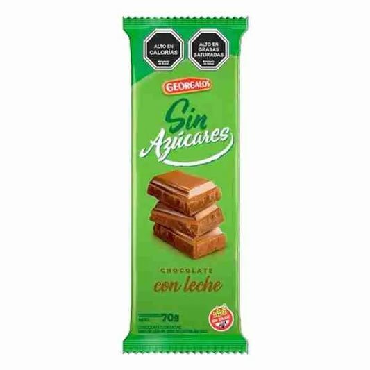 CHOCOLATE CON LECHE SIN AZUCAR SIN GLUTEN 70g liquidacion 30/09/2025