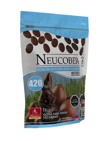 NEUCOBER COBERTURA CHOCOLATE LECHE HUEVOS Y FIGURAS SIN GLUTEN 1KG (COD 420)